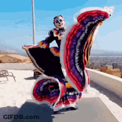 Dancing Woman Viva Mexico Celebration Dress GIF