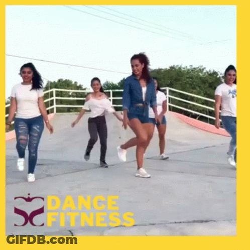 Dancing Women Yellow Background Dance Fitness GIF