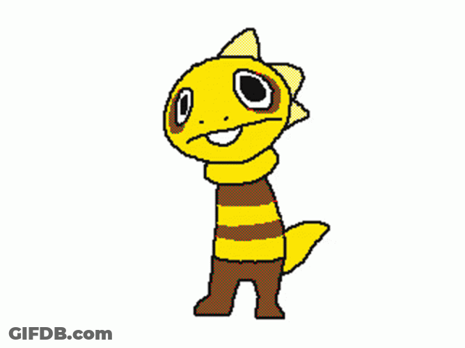 Dancing Yellow Lizard Knee Bending GIF
