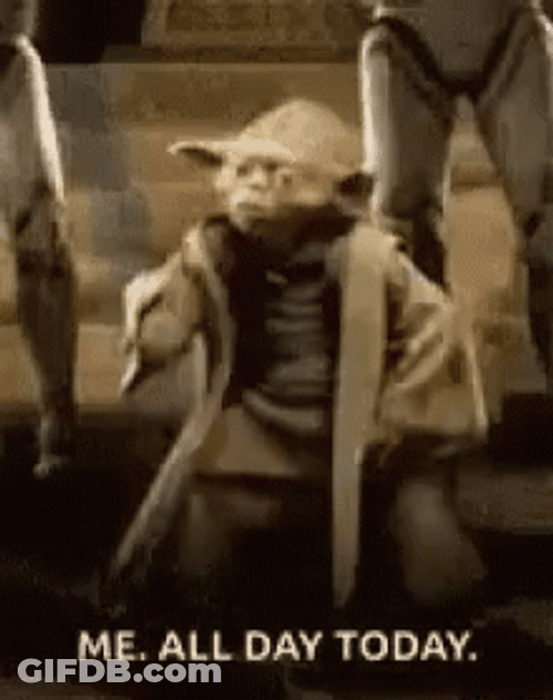 Dancing Yoda All Day Today Work Anniversary Meme GIF