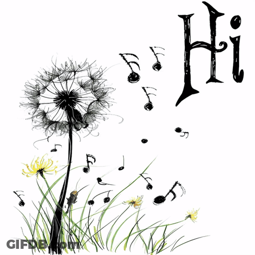 Dandelion Drawing With Hi Background GIF