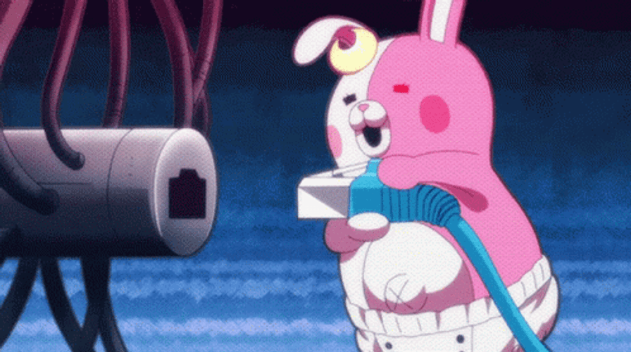 Danganronpa Monomi Cable Plug GIF