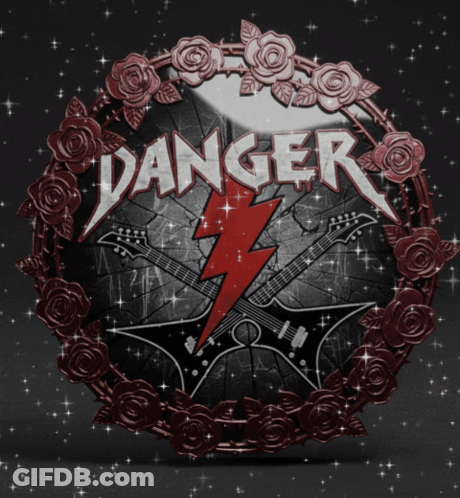 Danger Logo With Lightning Bolt And Guitars GIF