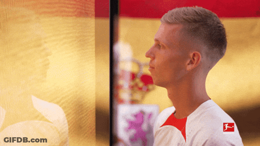 Dani Olmo Awkward Smile Pointing Forward GIF