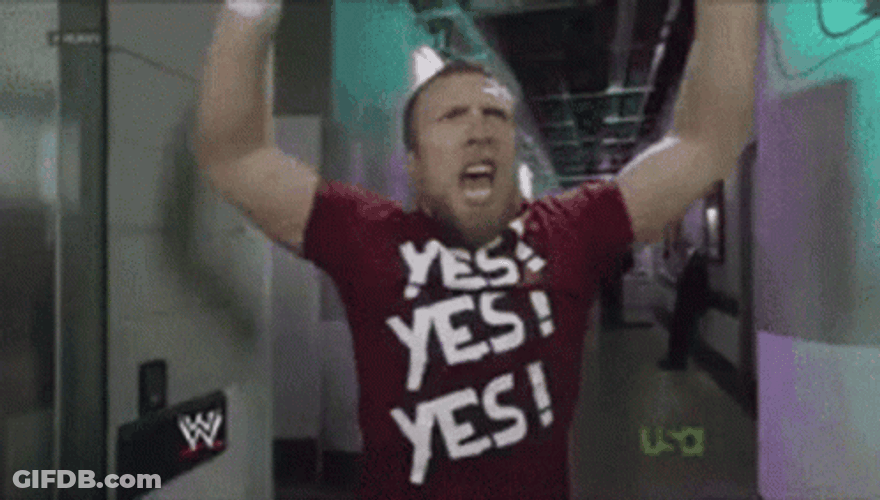 Daniel Bryan Yes WWE Hallway Yell Chant GIF