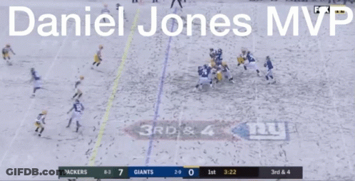Daniel Jones MVP Written On Football Field GIF