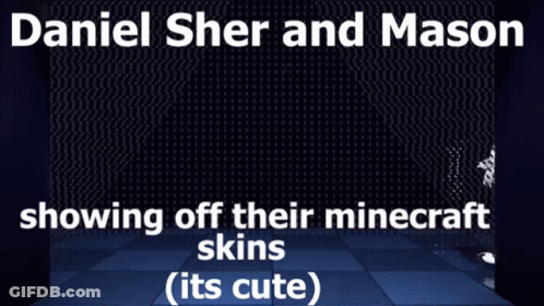 Daniel Sher And Mason Showing Off Their Minecraft Skins GIF