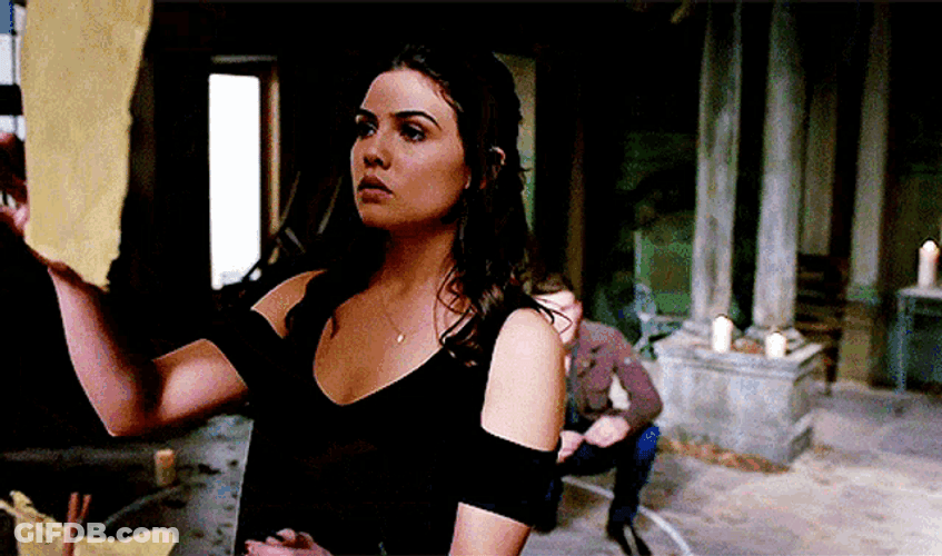 Danielle Campbell Davina The Originals Holding Hanging Papers GIF