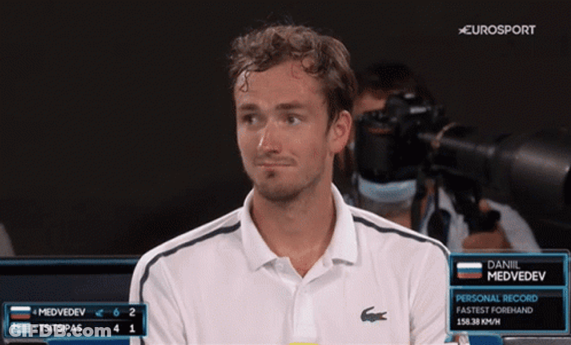 Daniil Medvedev Waving His Head GIF