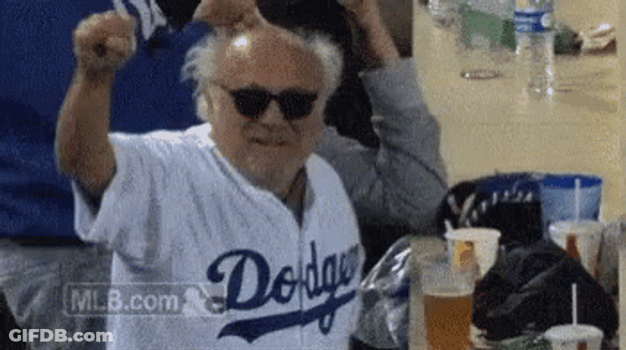 Danny Devito Cheering For Dodgers GIF