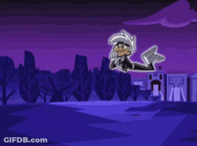 Danny Phantom Happily Floating At Night GIF