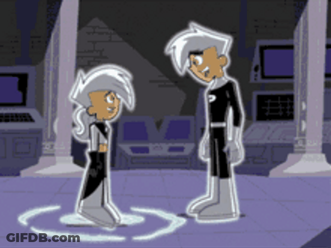 Danny Phantom Hugging Ghost Kid GIF