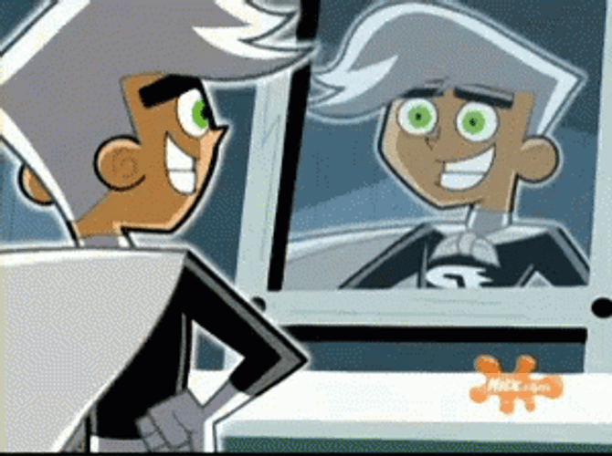 Danny Phantom Smiling In The Mirror GIF