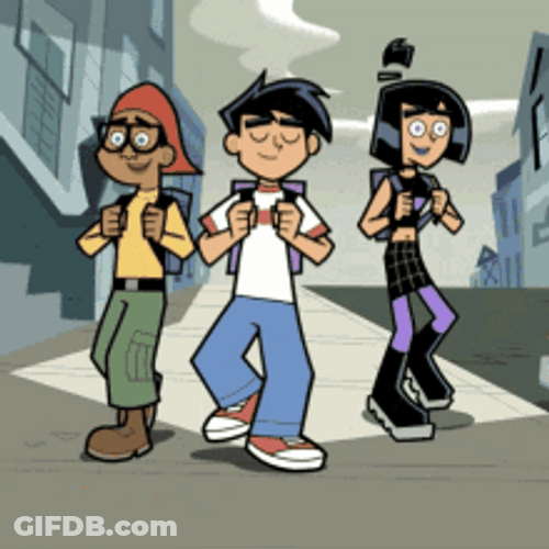 Danny Phantom Walking With Samantha And Tucker GIF