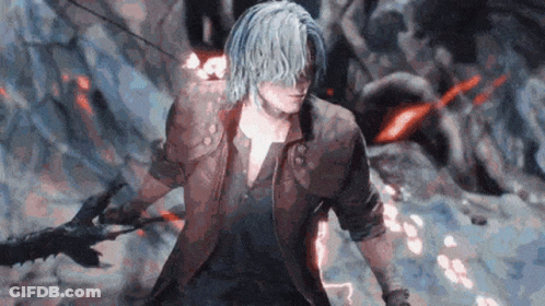 Dante From Devil May Cry 5 Is Holding A Sword And A Sword In His Hands . GIF