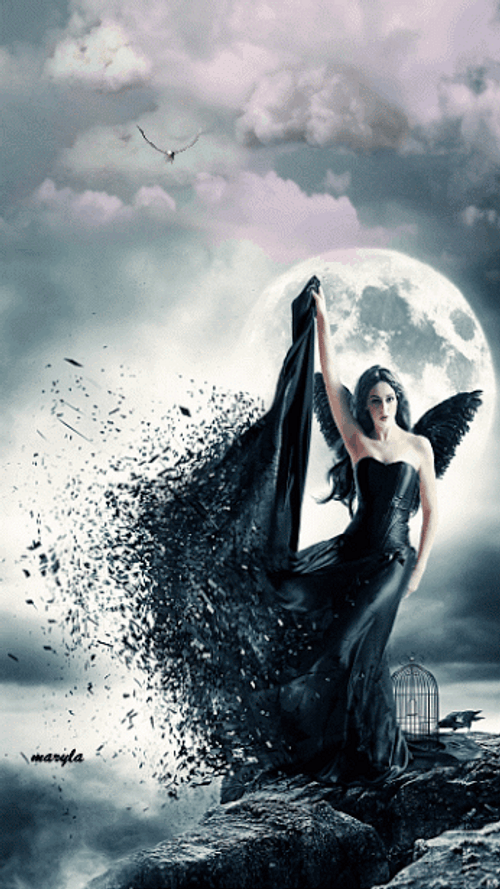 Dark Angel Under The Moonlight GIF