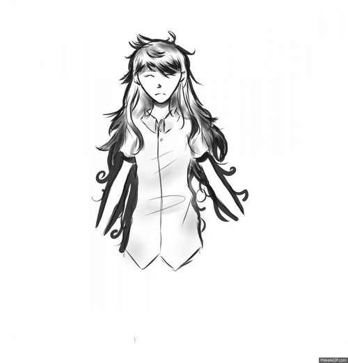 Dark Anime Girl Sketch Art GIF