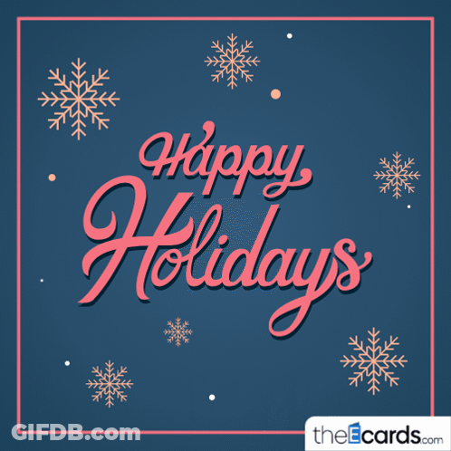 Dark Blue Happy Holidays Snowflake Card GIF