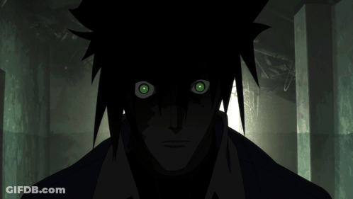 Dark Cartoon Character With Green Eyes GIF