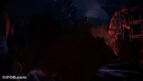 Dark Cave With Rocks And Fire GIF