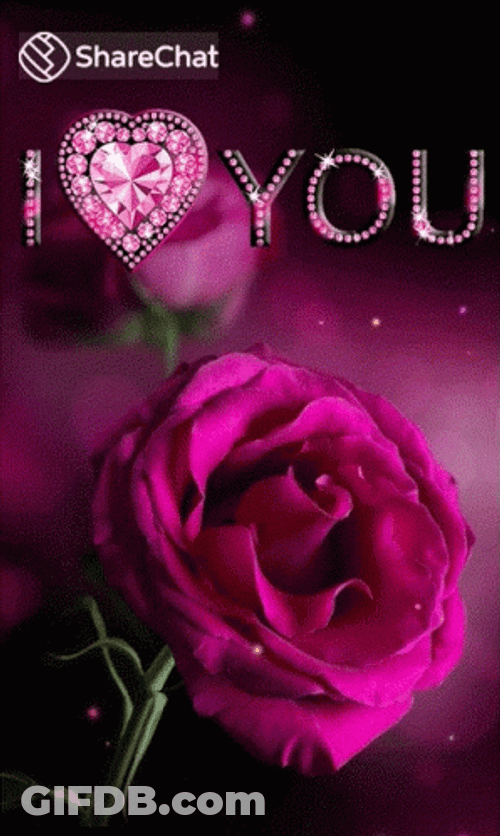 Dark Floral Pink I Love You GIF