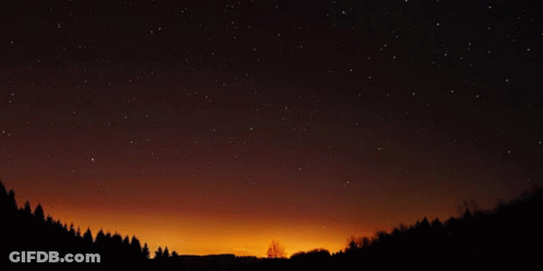 Dark Horizon Yellow Letters Starry Night Sky GIF