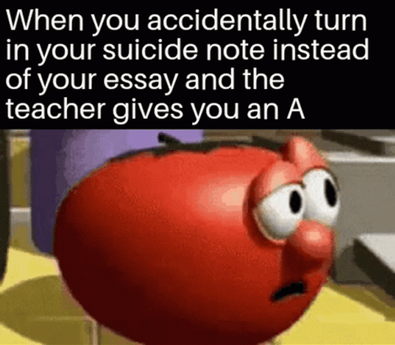 Dark Humor Startled Tomato Head GIF