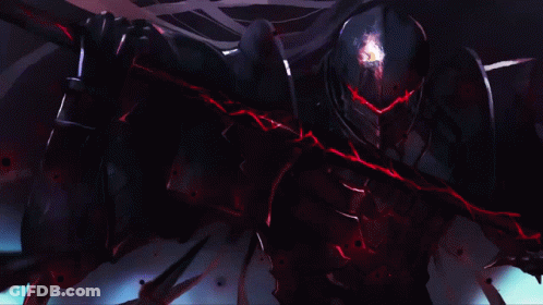 Dark Knight With Red Light Holding Sword GIF