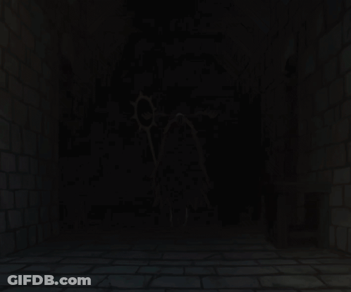Dark Room With Brick Wall And Drawing GIF