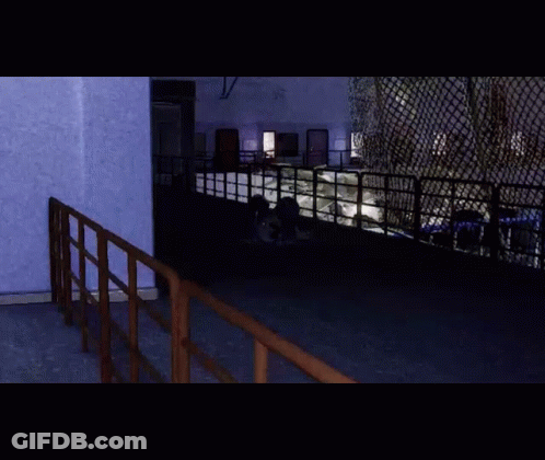 Dark Room With Fence And Lights GIF