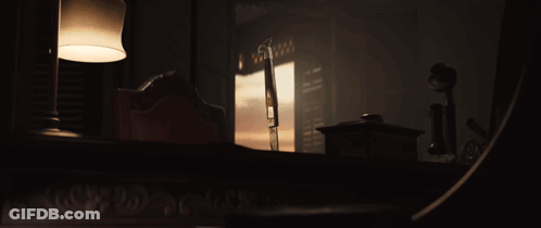 Dark Room With Lamp And Telephone GIF