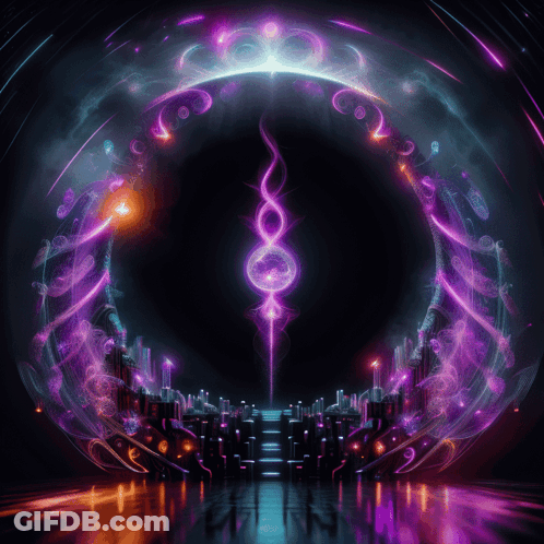 Dark Room With Purple And Blue Circle GIF