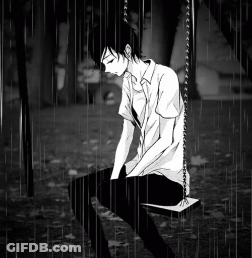 Dark Sad Boy Rain Swing Art GIF