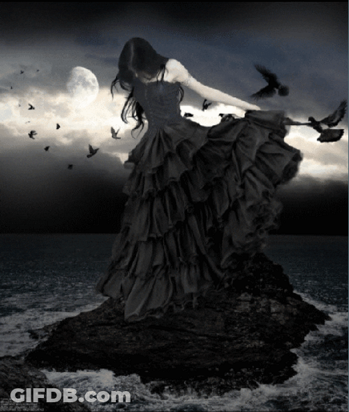 Dark Sad Gothic Raven Girl GIF