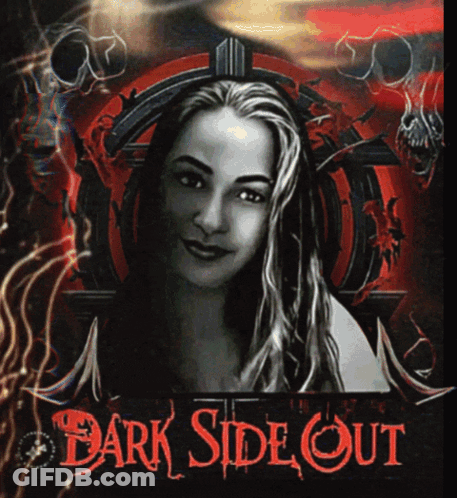 Dark Side Out Poster With Woman And Skulls GIF