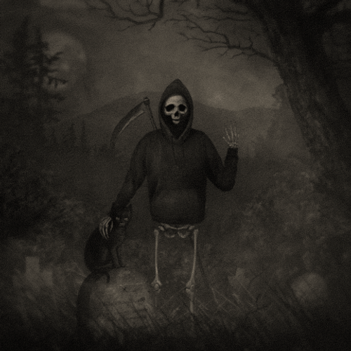 Dark Skeleton Waving GIF