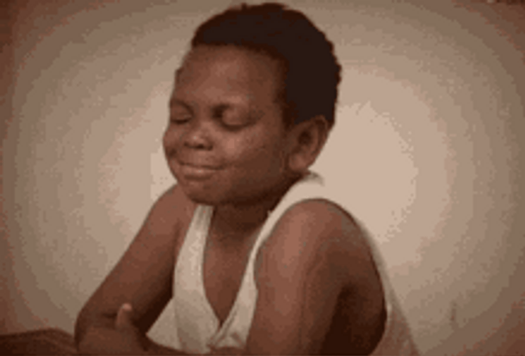 Dark Skinned Boy Hide Face Shy Smile GIF