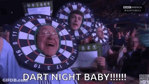 Dart Board With Green Circle And Red Center GIF