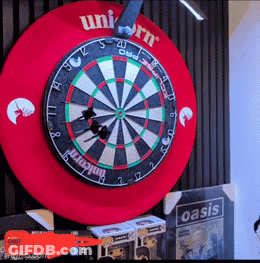 Dart Board With Red Cover Saying Unicorn GIF