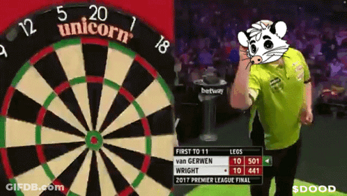 Dart Board With Unicorn Written On Top GIF