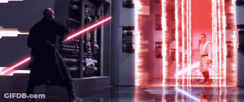 Darth Maul And Obi Wan Fighting With Lightsabers GIF
