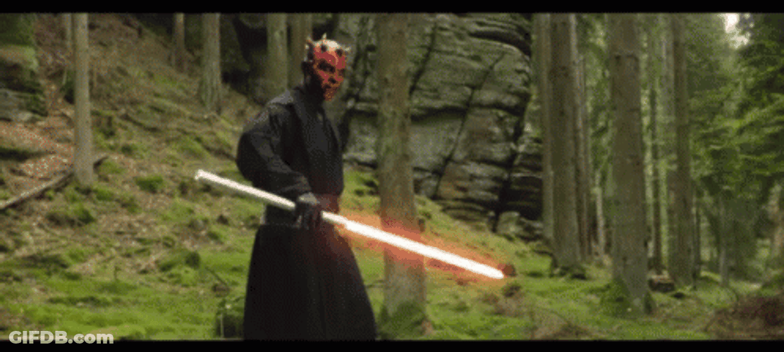 Darth Maul Double-Bladed Lightsaber Forest GIF