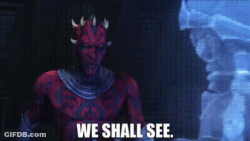 Darth Maul From Star Wars Is Talking To A Robot And Saying We Shall See . GIF