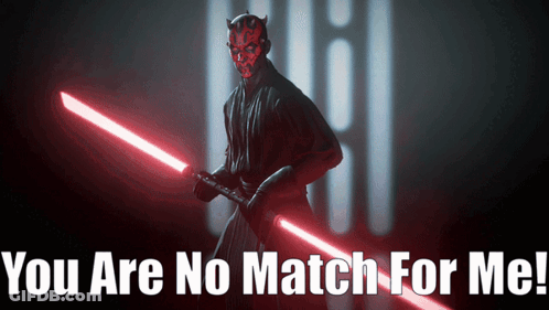 Darth Maul Holding Two Lightsabers Saying You Are No Match For Me GIF