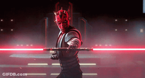 Darth Maul Holding Two Red Lightsabers GIF