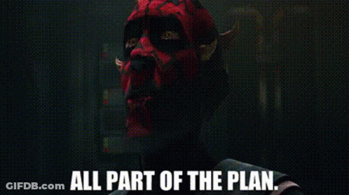 Darth Maul Wearing Red Mask Says All Part Of The Plan GIF
