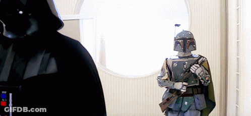 Darth Vader And Boba Fett In Hallway GIF