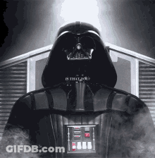 Darth Vader From Star Wars Is Surrounded By Smoke And Says " Is That You " On His Face GIF