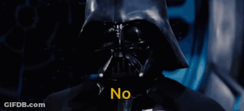 Darth Vader Has The Word No Written On His Mask GIF