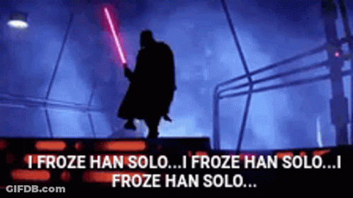 Darth Vader Holding Red Lightsaber I Froze Han Solo GIF